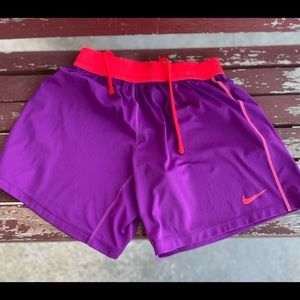 Nike Women Shorts Size Small Purple with Neon Orange Trim EUC